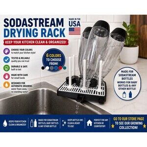 Sodastream Bottle Drying / Cleaning Rack 6 Slots Automatic Water Drain USA Made
